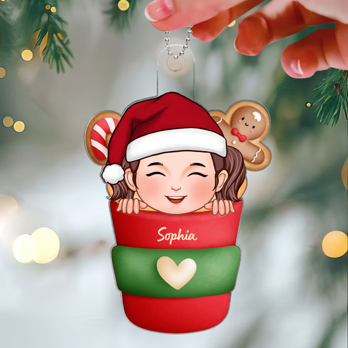 Christmas Hot Cocoa Gift For Kids Grandkids Personalized Acrylic Ornament