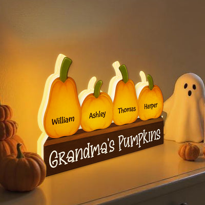 3D Effect Grandma Little Pumpkins Personalized LED Light Box