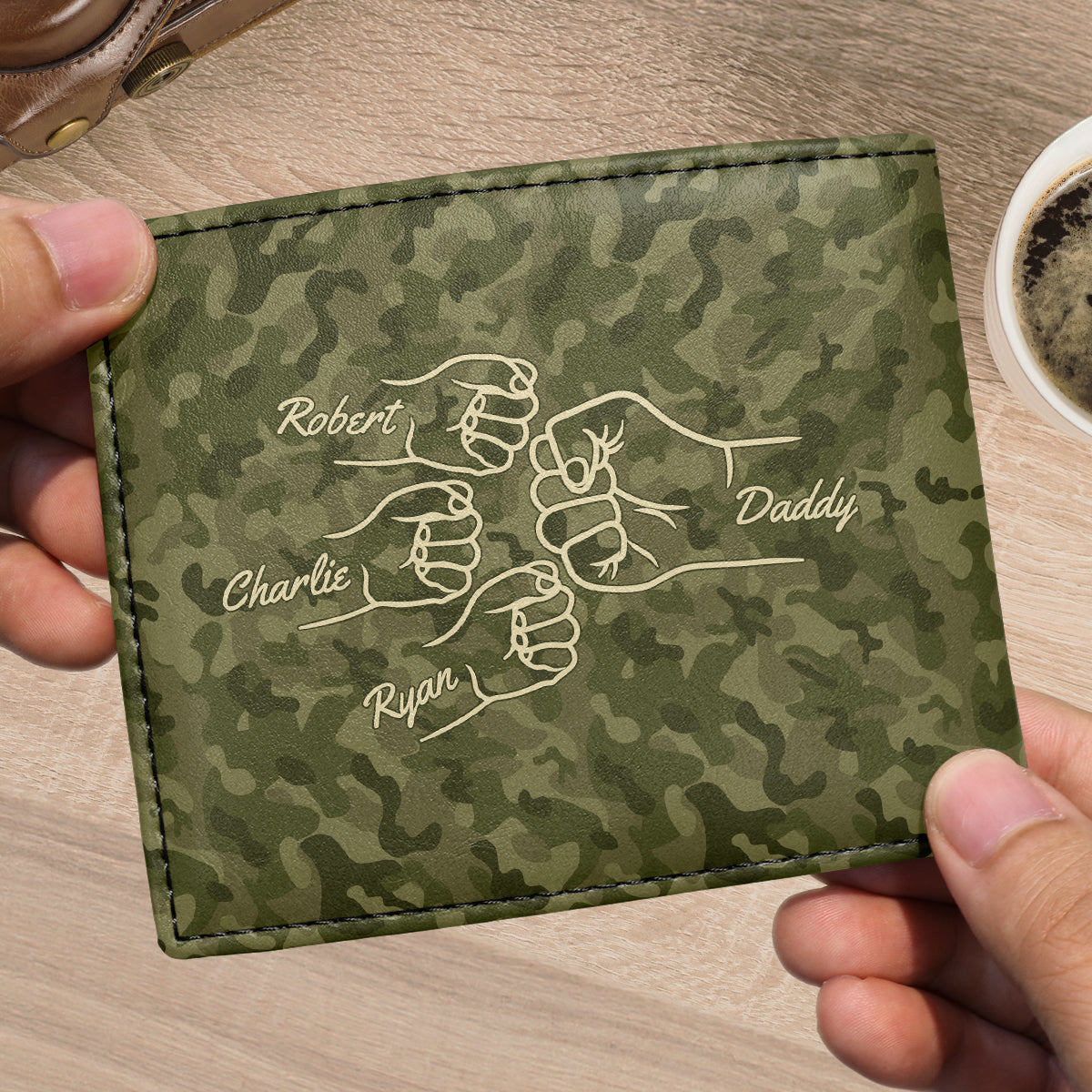 Best Dad Ever Nation Flag Camouflage Pattern Fist Bump Outline Personalized Printed Men‘s Wallet
