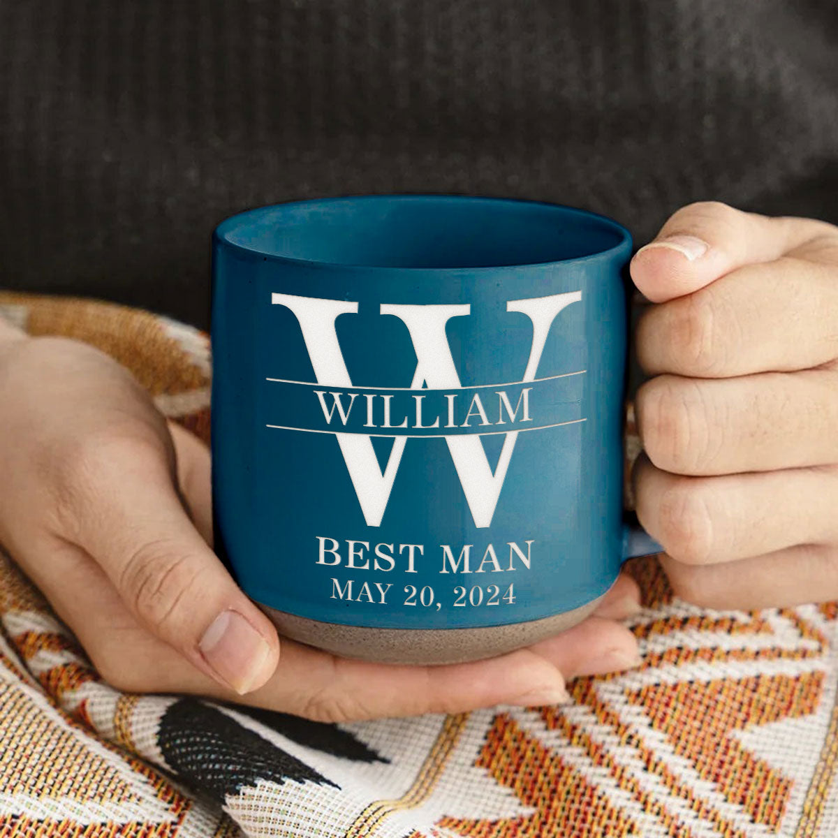 Groom Man Engraved Old Fashion Personalized Pottery Mug, Best Man Gift