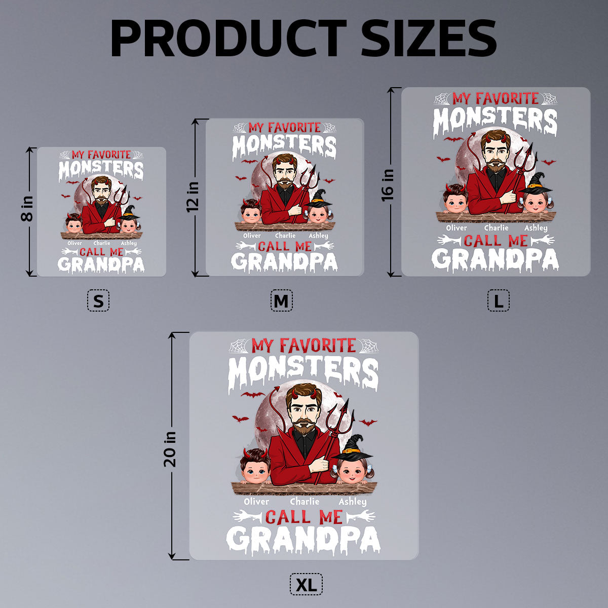 Favorite Monsters Dad Grandpa Personalized Decal, Halloween Decor