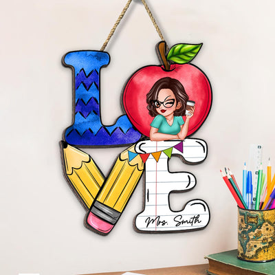 Stacked Love Teacher Personalized Wood Sign, Teacher Appreciation Gift, Classroom Decor, Welcome Back To School