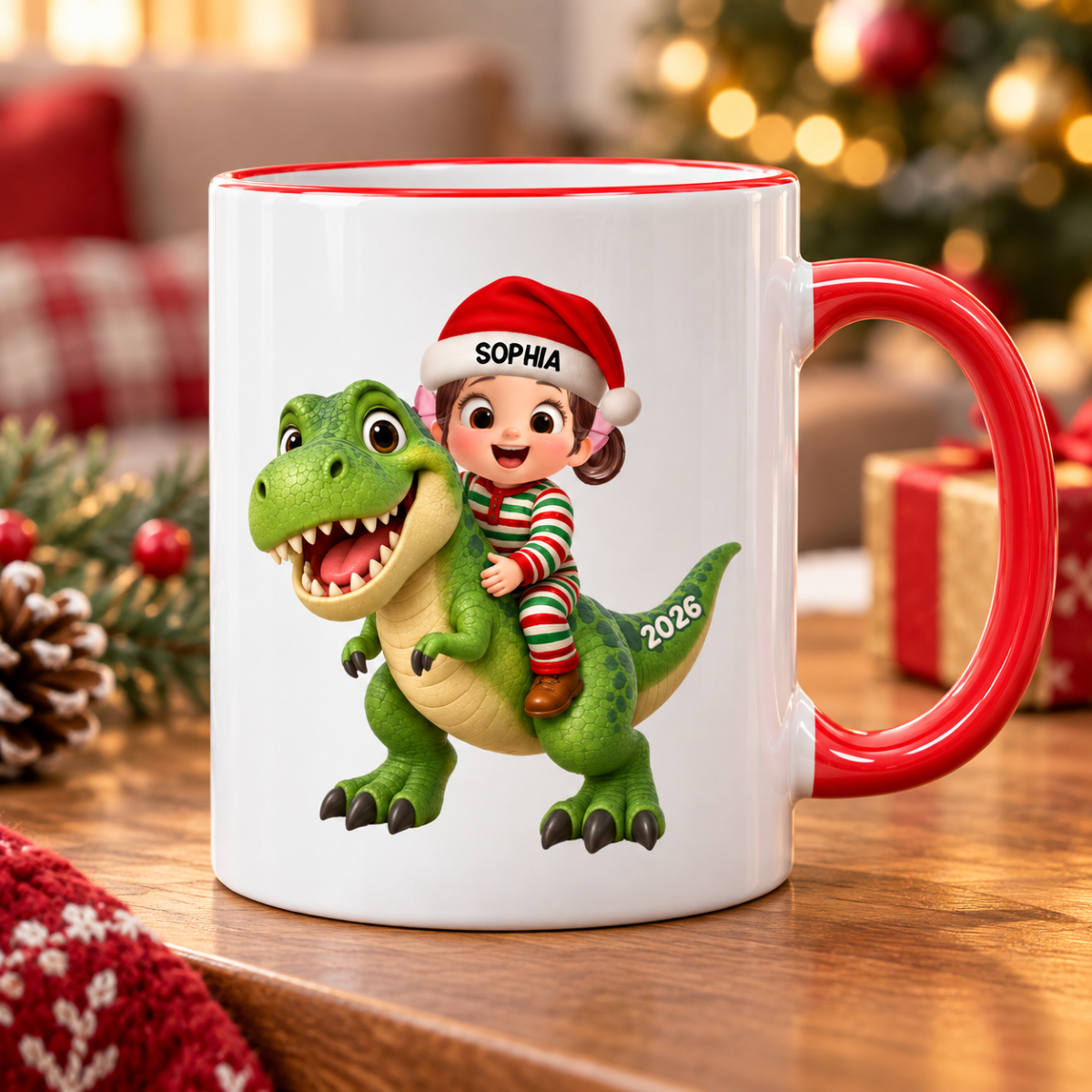 Trending Kid With Dinosaur Design For Boy Girl - Personalized Mug - Christmas Gift For Grandkids