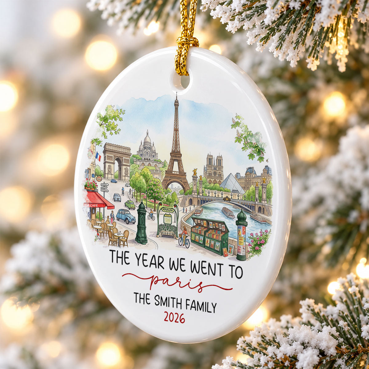 The Year We Went To - Personalized Ceramic Ornament - Travel Keepsake, Christmas Gift for Couples, Family, Friends & Travel Lovers.