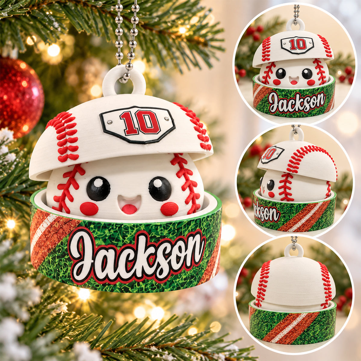 Custom Baseball Cute Dumpling - Personalized 3D Printed Baseball Figurine Ornament - Christmas Gift for Daughter, Son, Grandkids