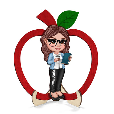 Y2K Style Teacher Apple Personalized 2-Layer Wooden Plaque, Gift For Teacher, Appreciation Gift