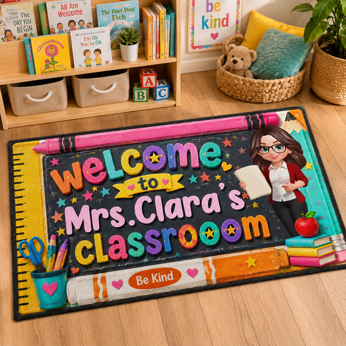 Be Kind Warm Welcome Teacher - Personalized Doormat - Back To School Gift For Teacher, Classroom Decor