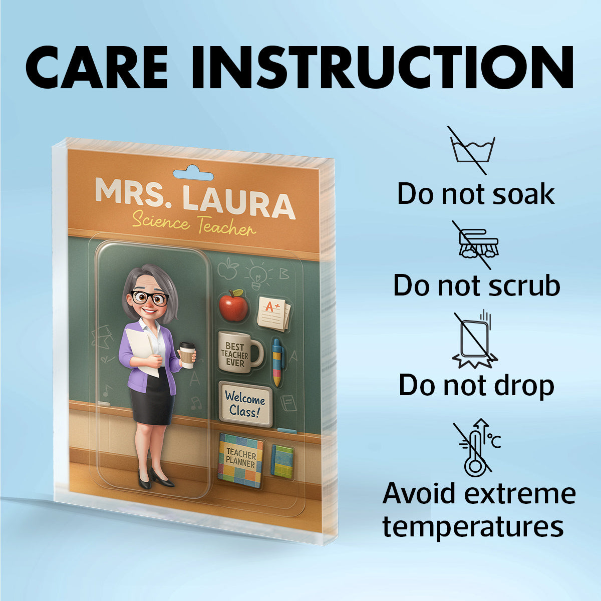 3D Effect Teacher Figure Style Personalized Acrylic Block Plaque, Back To School Gift For Teacher, Colleagues