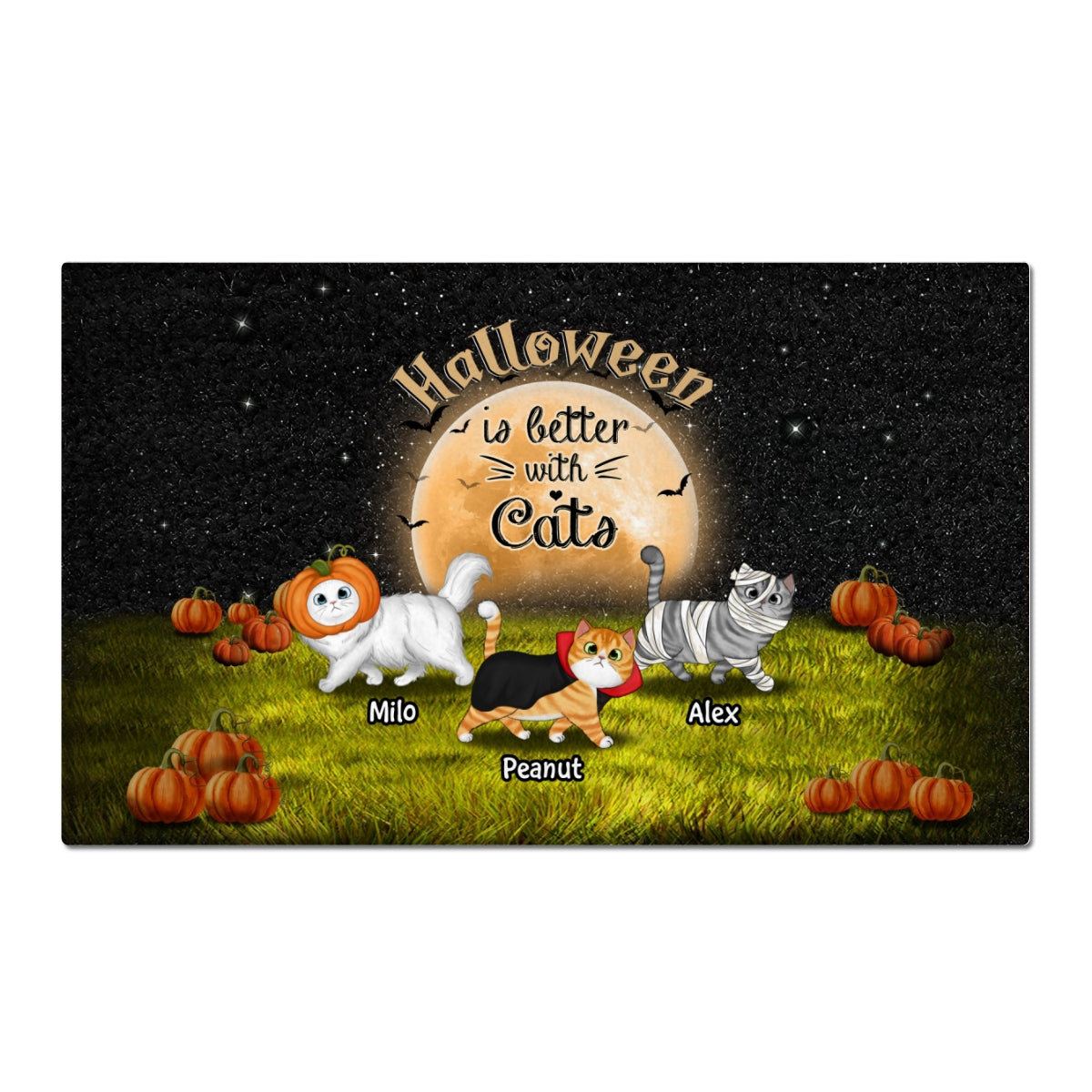 Halloween Visitors Approved By The Cats Personalized Doormat