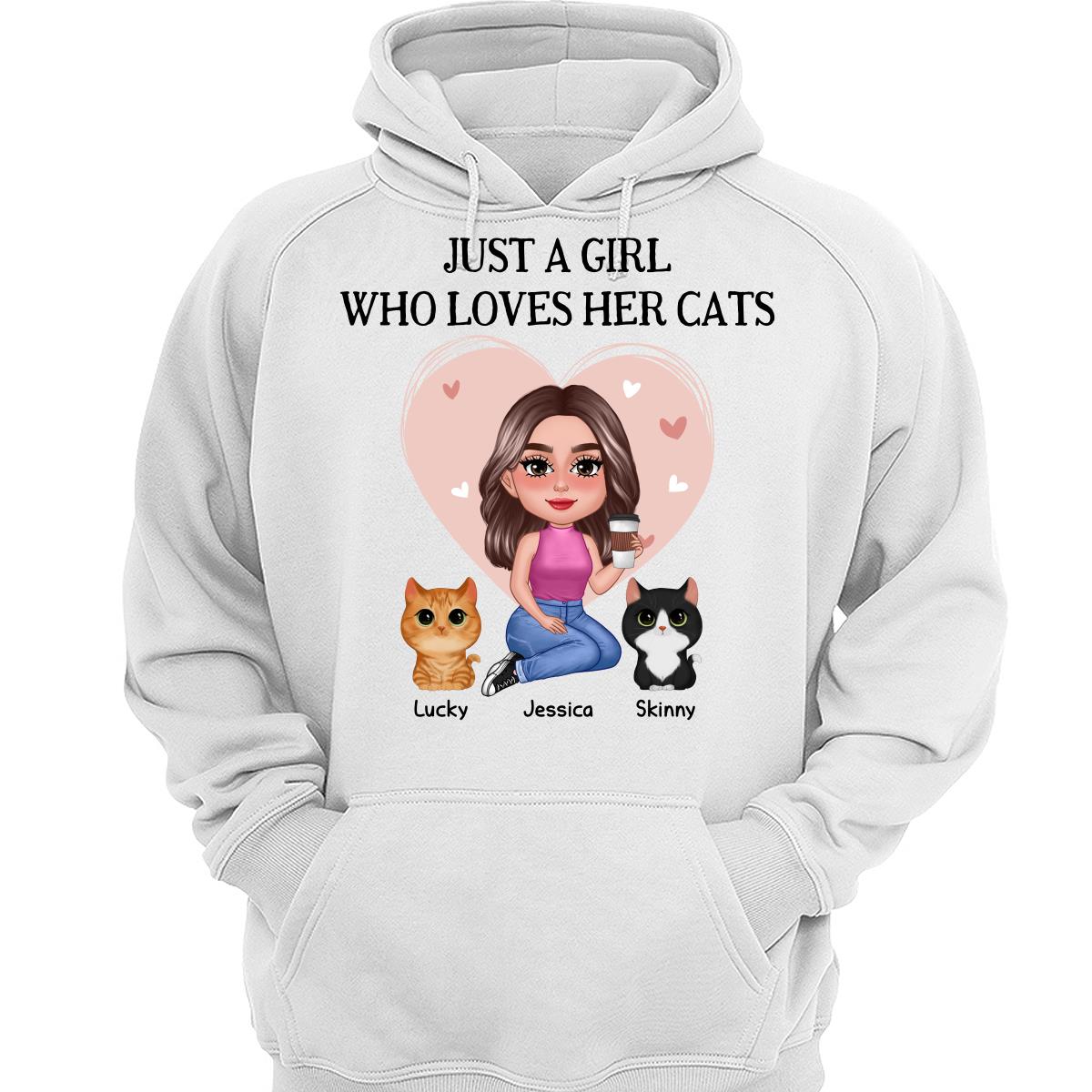 Pretty Doll Just A Girl Loves Cats Pink Heart Personalized Shirt