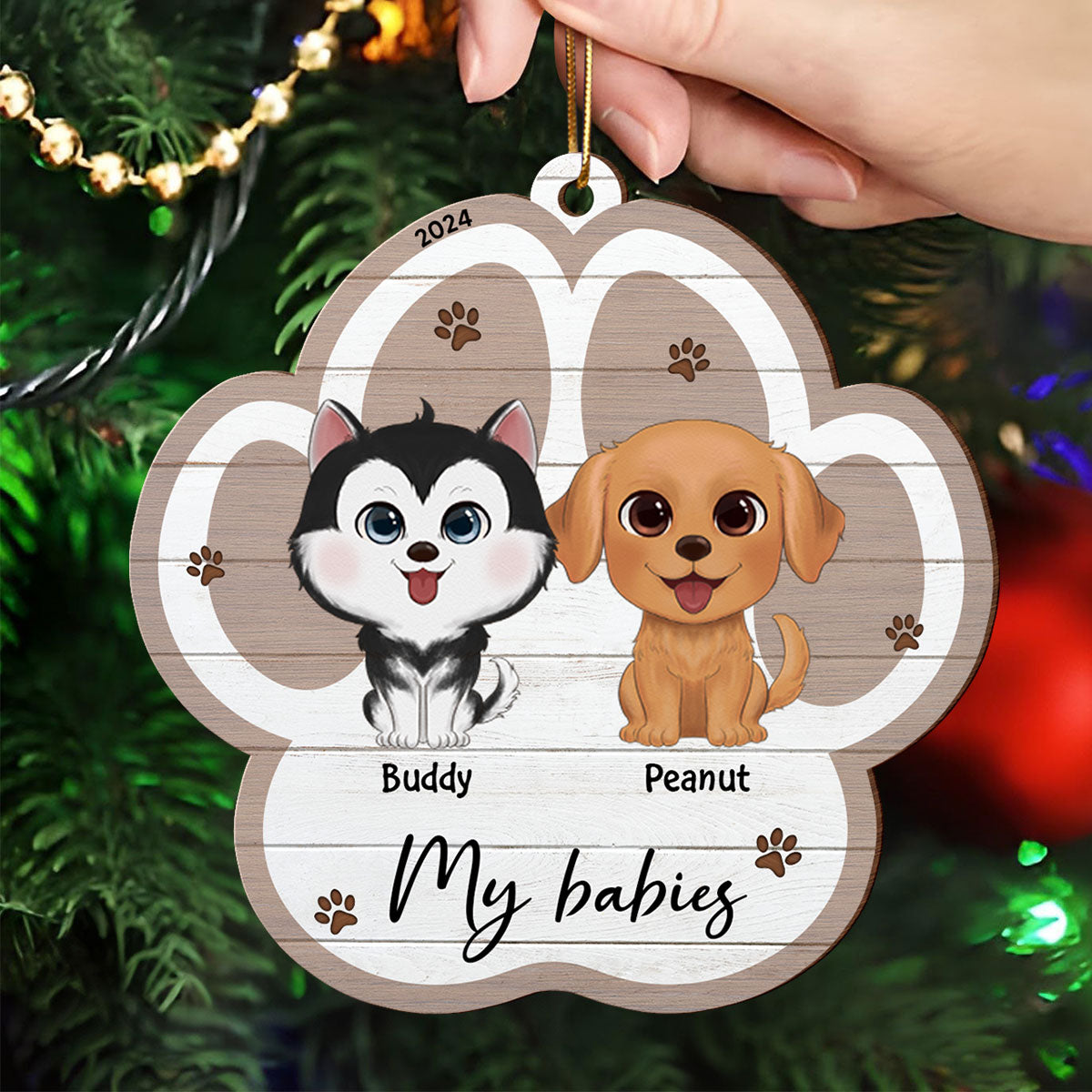 Merry Christmas Pet Lover Christmas Decor Personalized Wooden Ornament