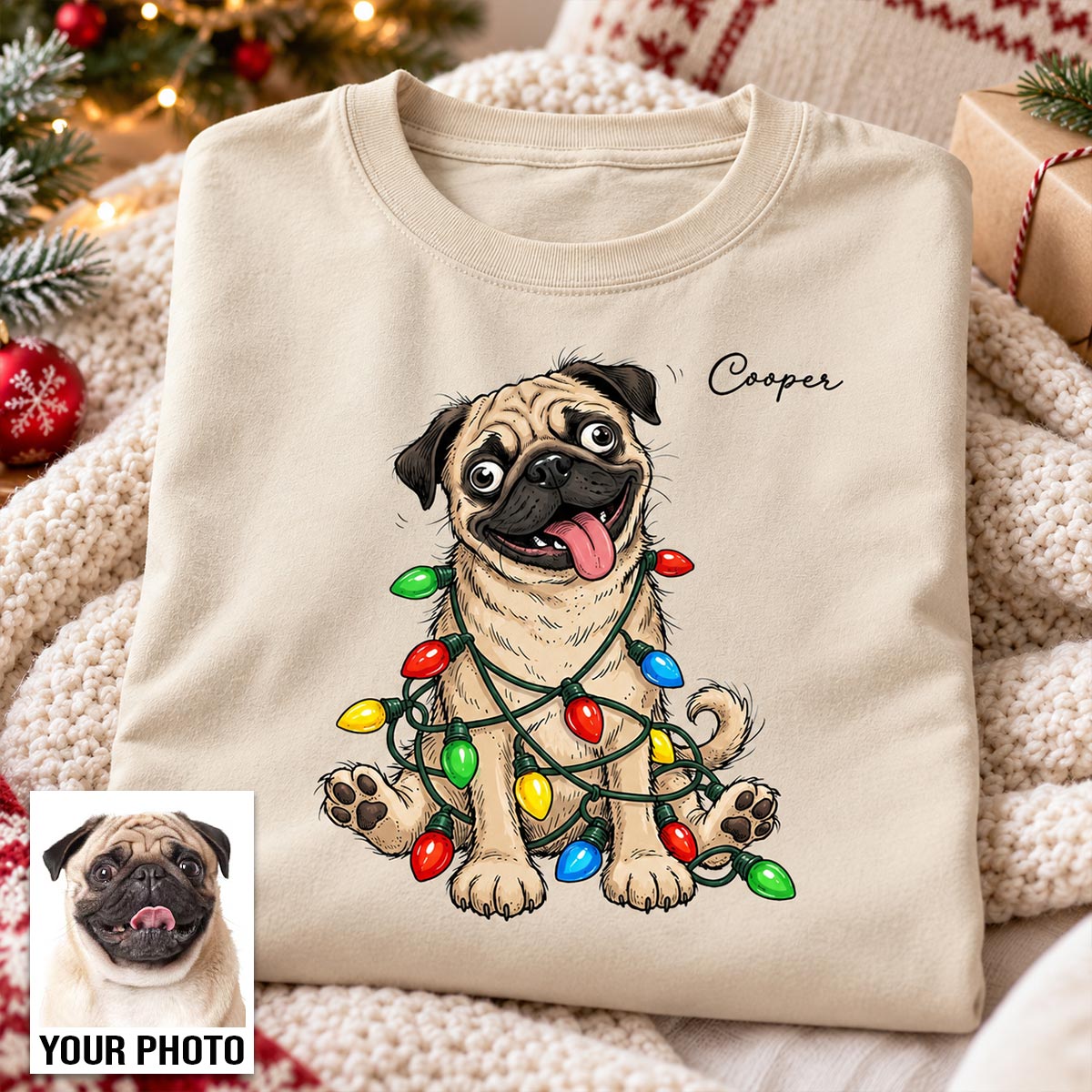 Custom Pet Portrait Quirky Silly Dog - Personalized Shirt - Funny Christmas Gift For Dog Lover