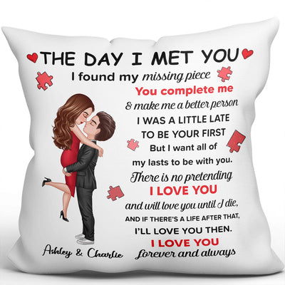 I Found My Missing Piece Doll Couple Hugging Valentine‘s Day Gift For Her For Him Personalized Pillow