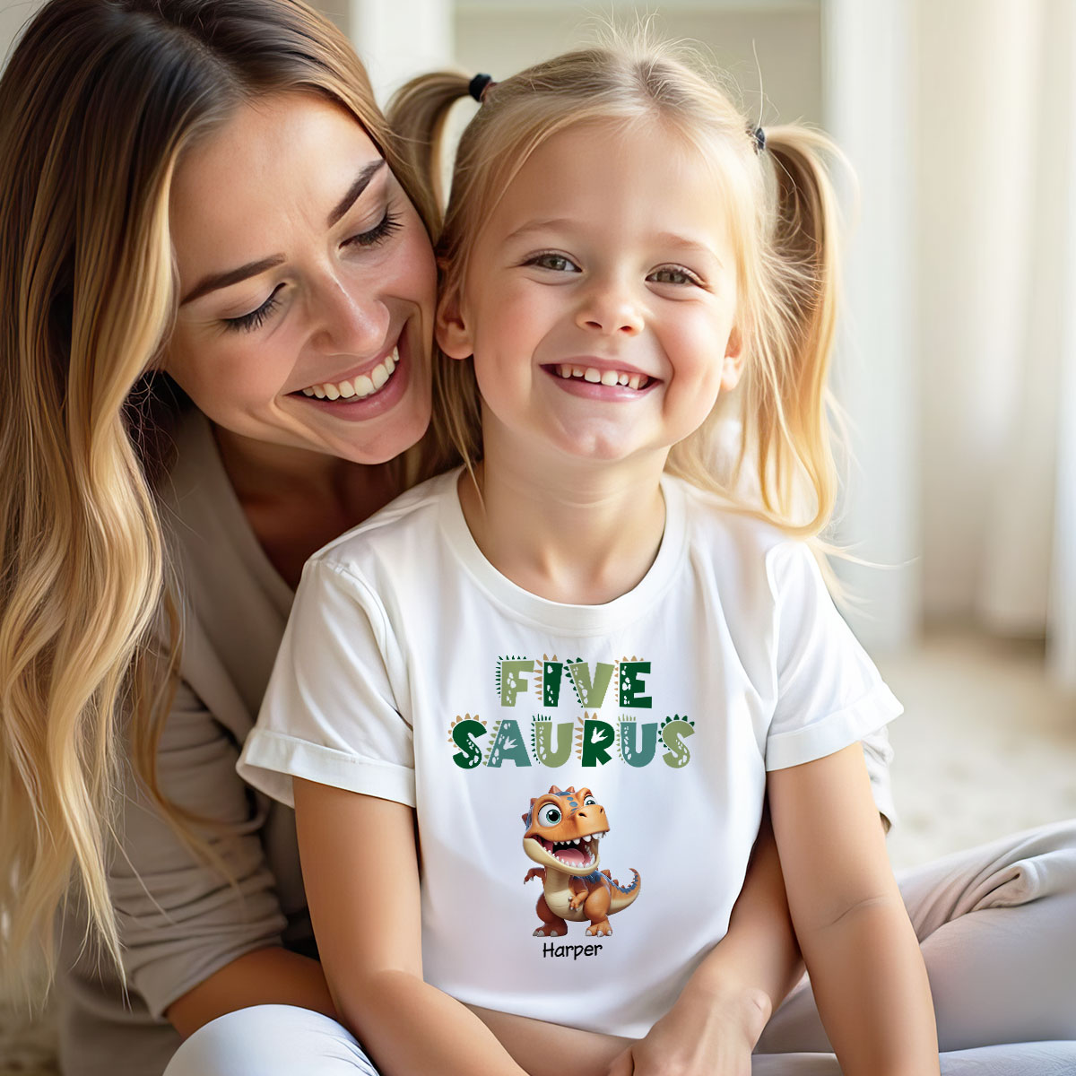 3D Effect Mamasaurus And Babysaurus Personalized Shirts [Set Of 2 Shirts]