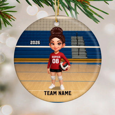 Volleyball Player On The Court - Personalized Ceramic Ornament - Christmas Gift For Volleyball Lovers, School Volleyball Team