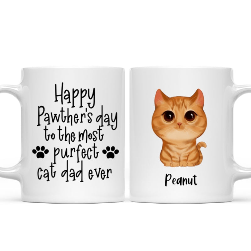 Watercolor Cute Cats Happy Pawther‘s Day Most Purfect Cat Dad Father‘s Day Gift Personalized Mug