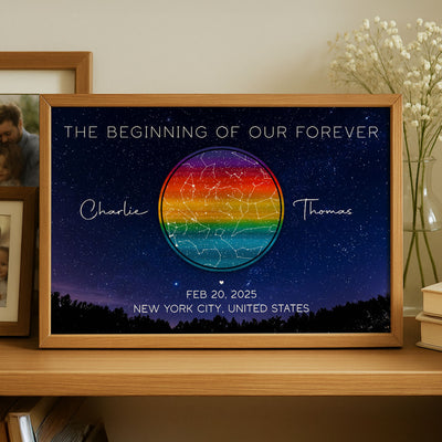 Pride Month LGBT Couple Star Map Personalized Poster, Gift For Couple