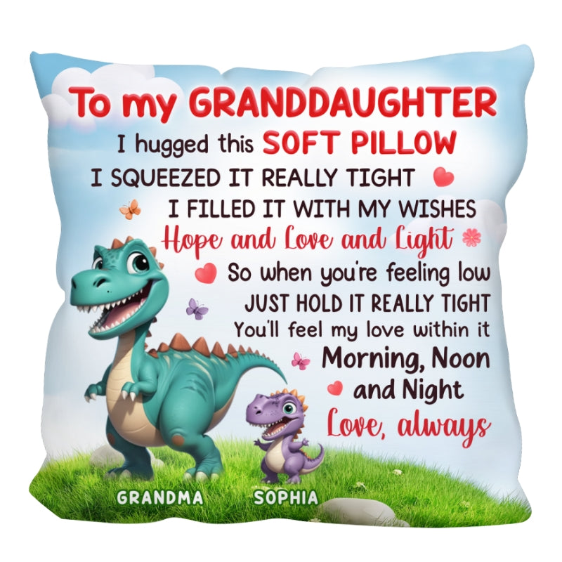 To My Granddaughter Grandson From Grandmasaurus Personalized Pillow