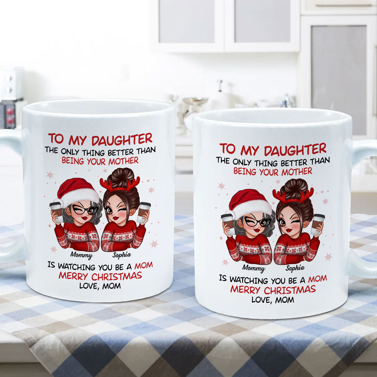 To My Daughter Son Watching You Be A Mom Dad Merry Christmas Personalized Mug, Christmas Gift For Daughters, Sons