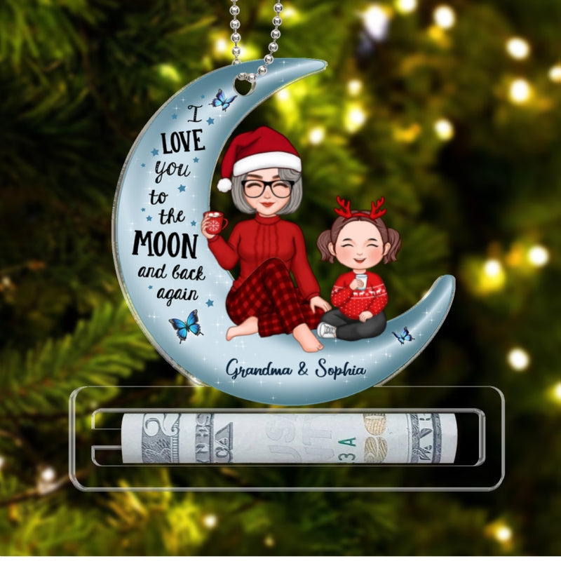 Love You To The Moon And Back Christmas Personalized Money Holder Ornament