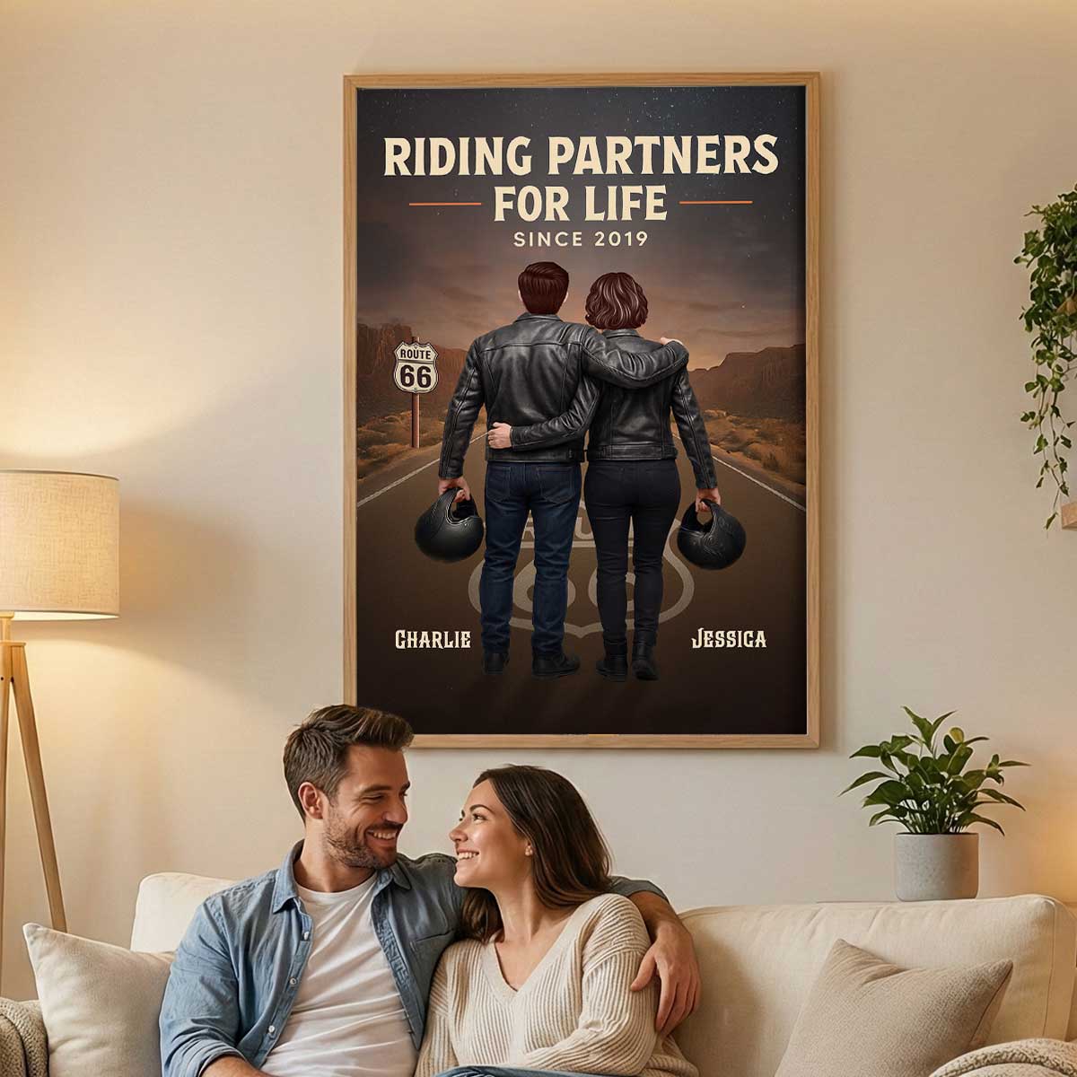 Eternal Love Back View Biker Couple Riding Partners For Life - Personalized Poster - Unique Valentine's Gift, Anniversary Gift For Couple, Bikers, Gift For Him, For Her