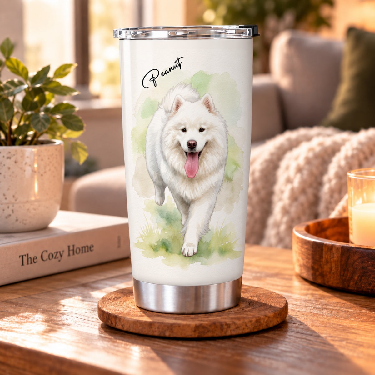 Custom Dog Cat Watercolor Portrait from Photo - Personalized Tumbler - Christmas Gift for Dog Lovers, Memorial Gift
