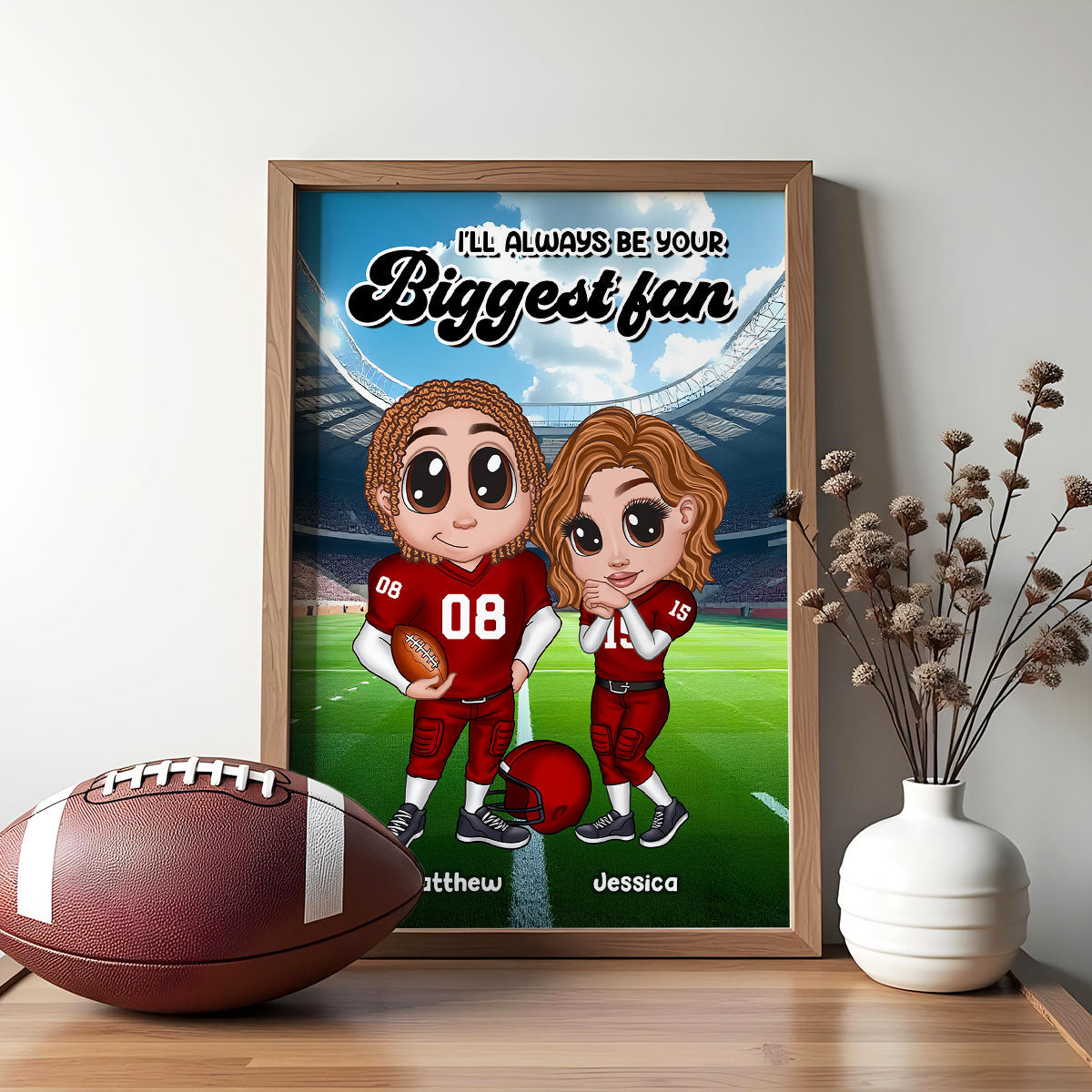 American Football Couple Y2K Style Personalized Poster,  Gift For Couples