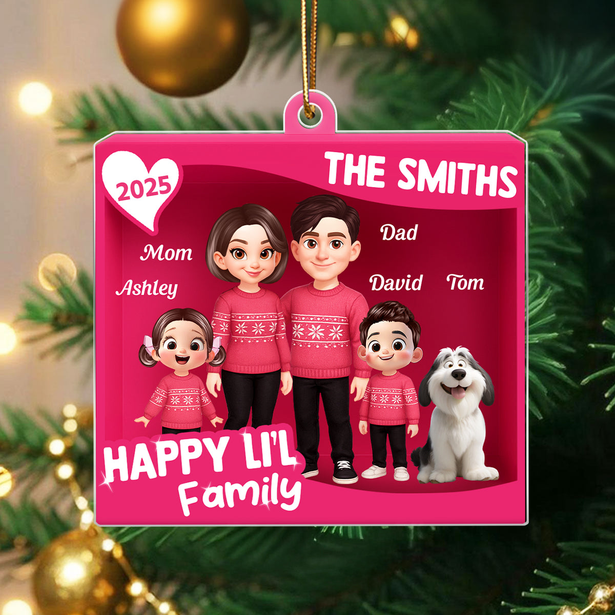 Family 3D Action Figure Toy Box - Personalized Acrylic Ornament - Christmas Gift For Family, Husband, Wife