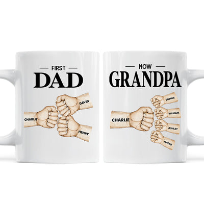 Fist Bump First Dad Now Grandpa Personalized Mug