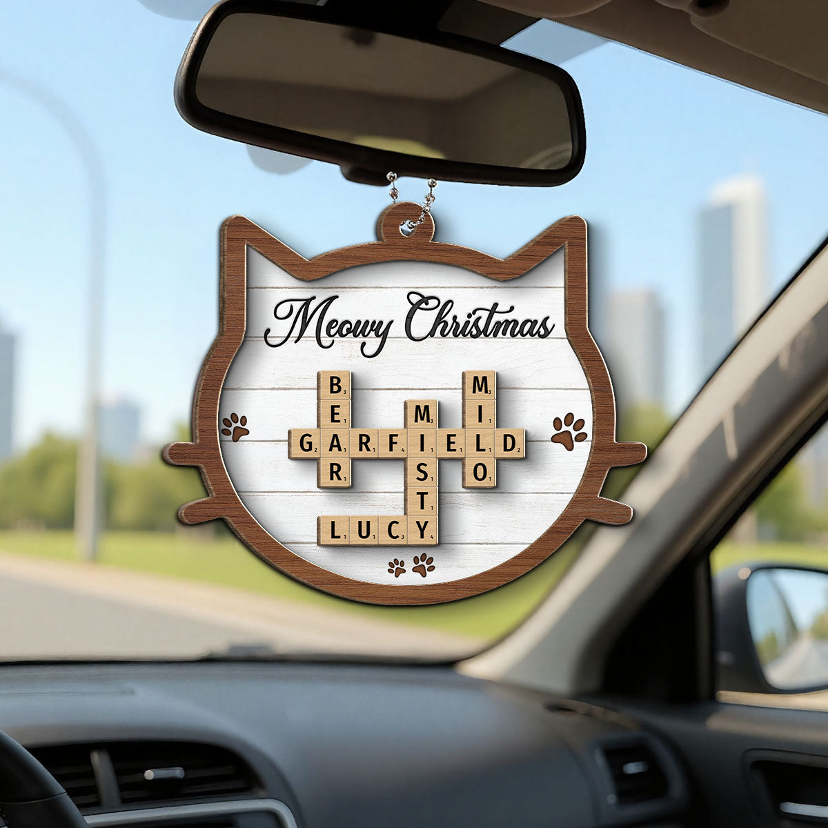 Cat Face Shape A House Is Not A Home Without Paw Prints Crossword Art Personalized 2-Layer Wooden Ornament