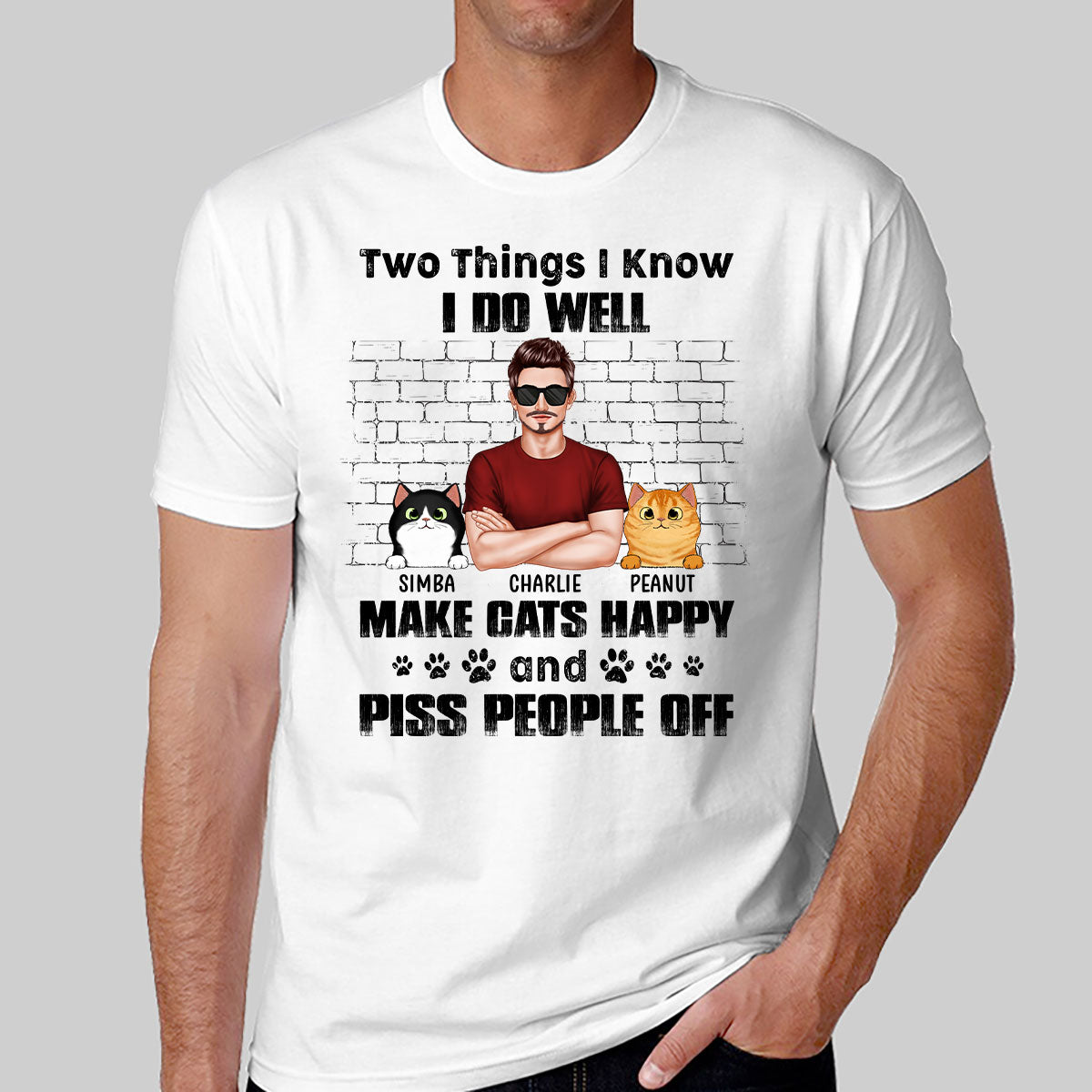 Two Things I Do Well Cat Dad Personalized Shirt