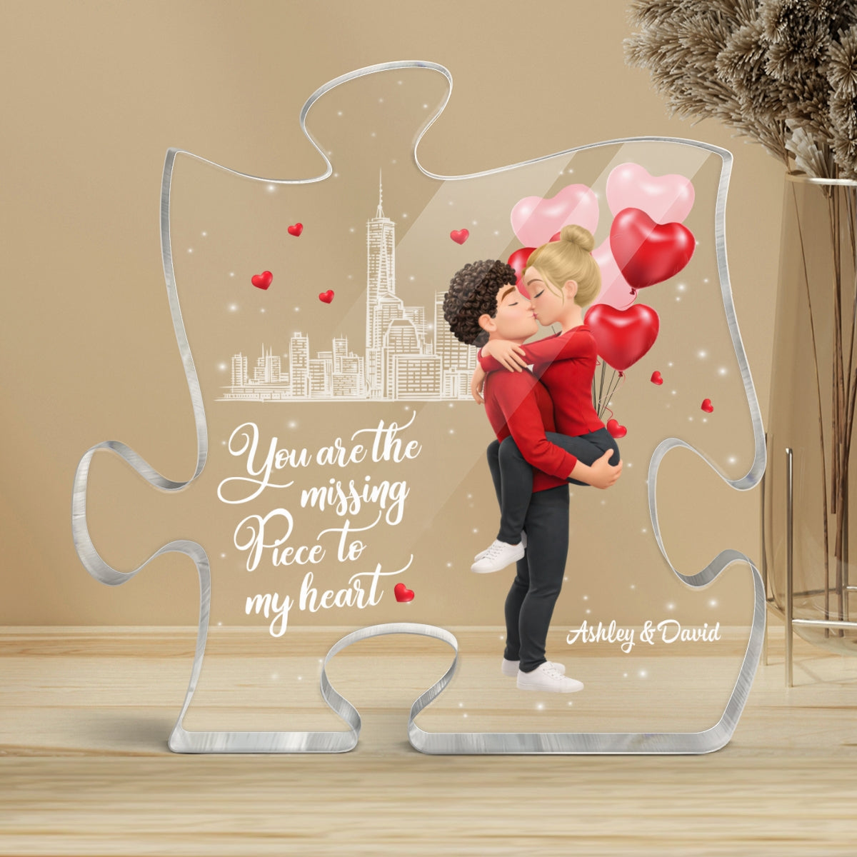 You Are The Missing Piece To My Heart - Personalized Acrylic Block Plaque - Anniversary, Valentine's Day Gift, Gift For Him, Gift For Her