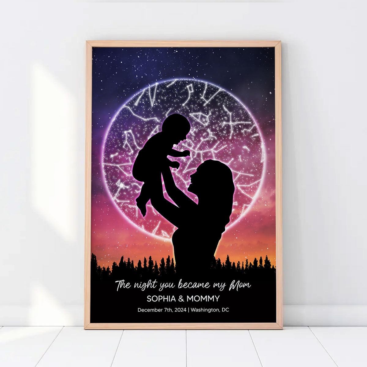 Under These Stars You Became My Mom Personalized Poster, Custom Star Map, Capture the Precious Moment, Gift, Constellation Print, Real Astronomical Data