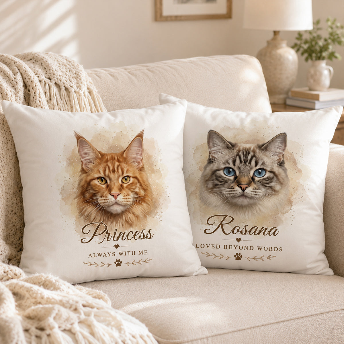Custom Watercolor Pet Memorial - Personalized Pillow - Memorial Gift, Gift For Pet Lovers