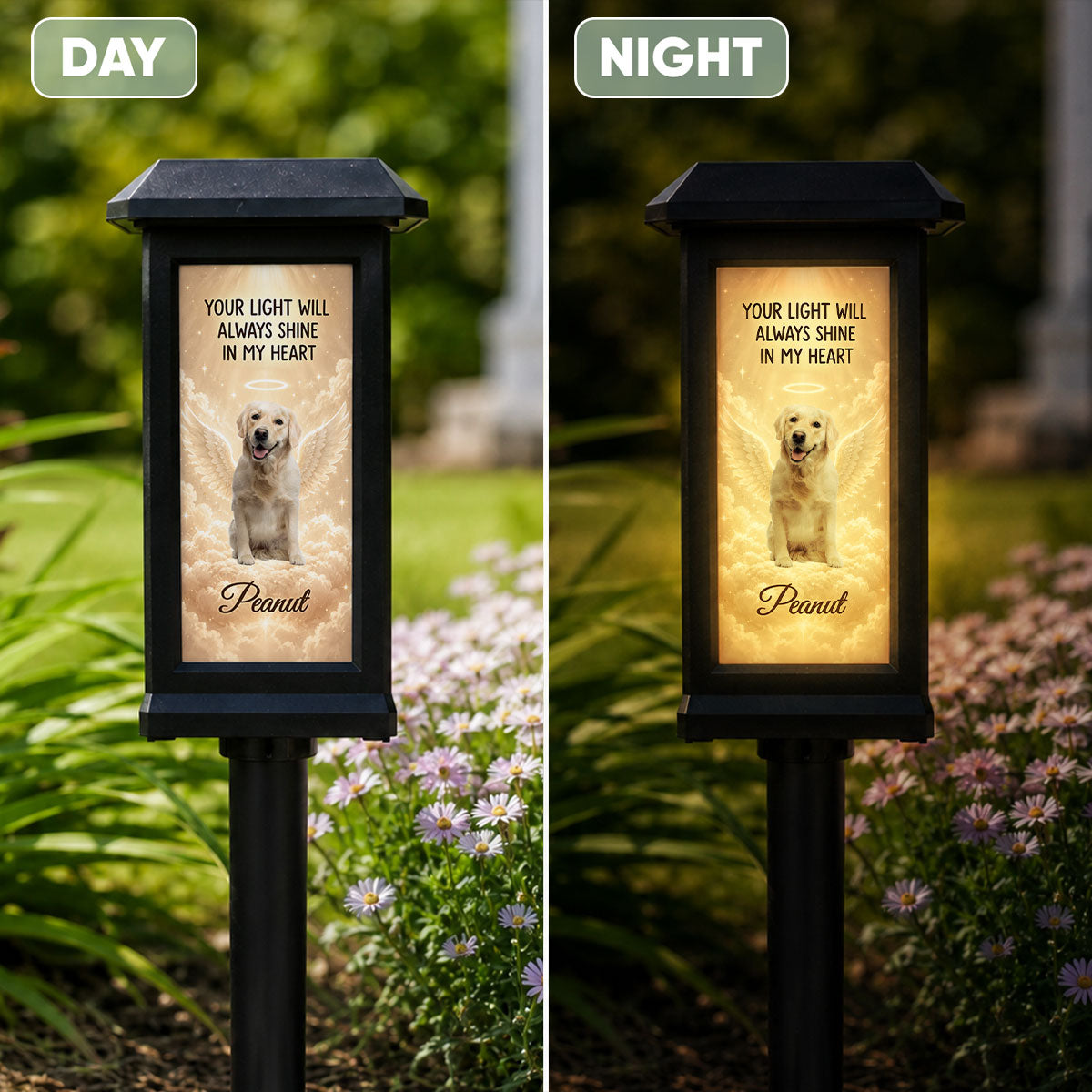 Your Light Will Always Shine in My Heart Pet Memorial - Personalized Solar Garden Light - Heartfelt Remembrance Keepsake