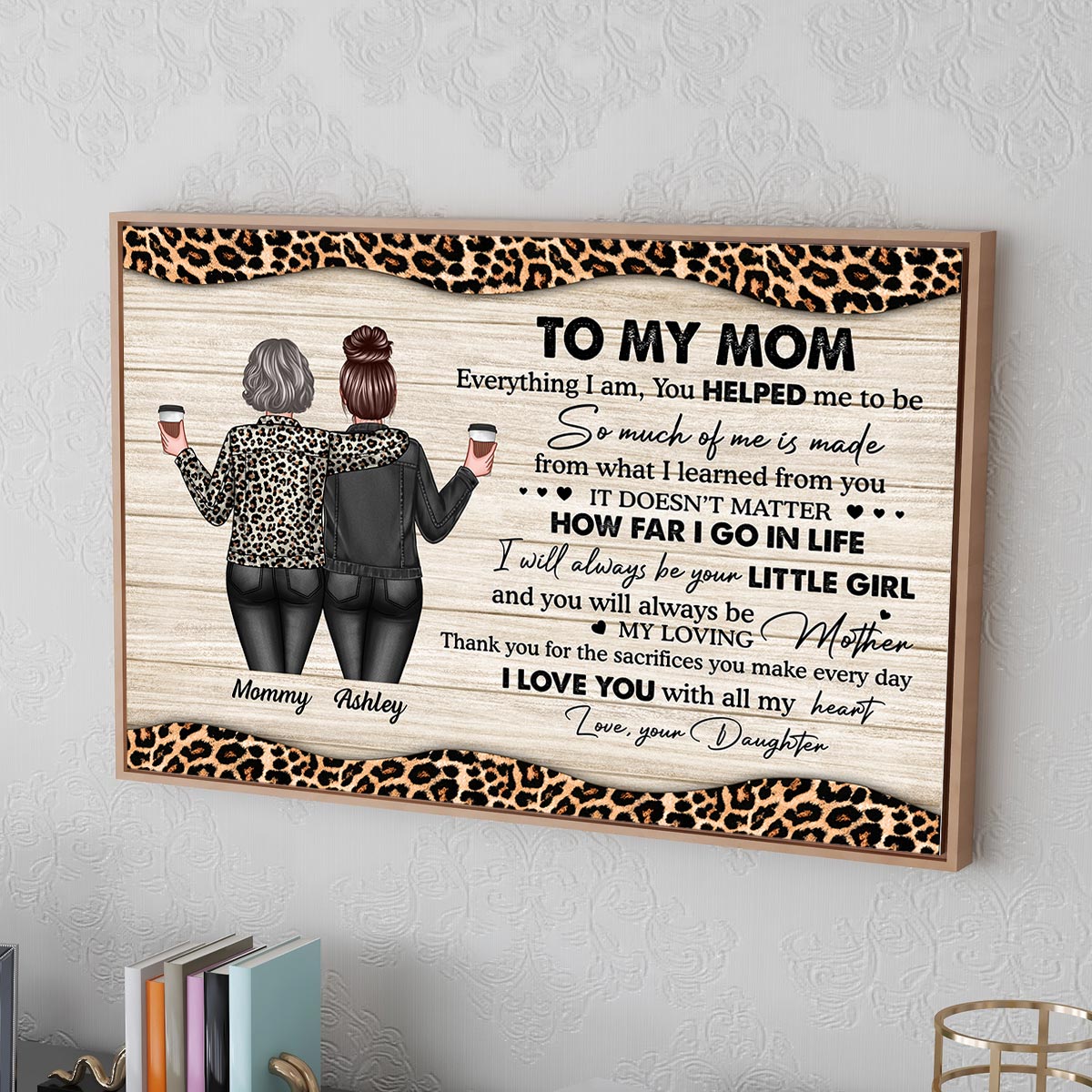 To My Mom Leopard Personalized Horizontal Poster