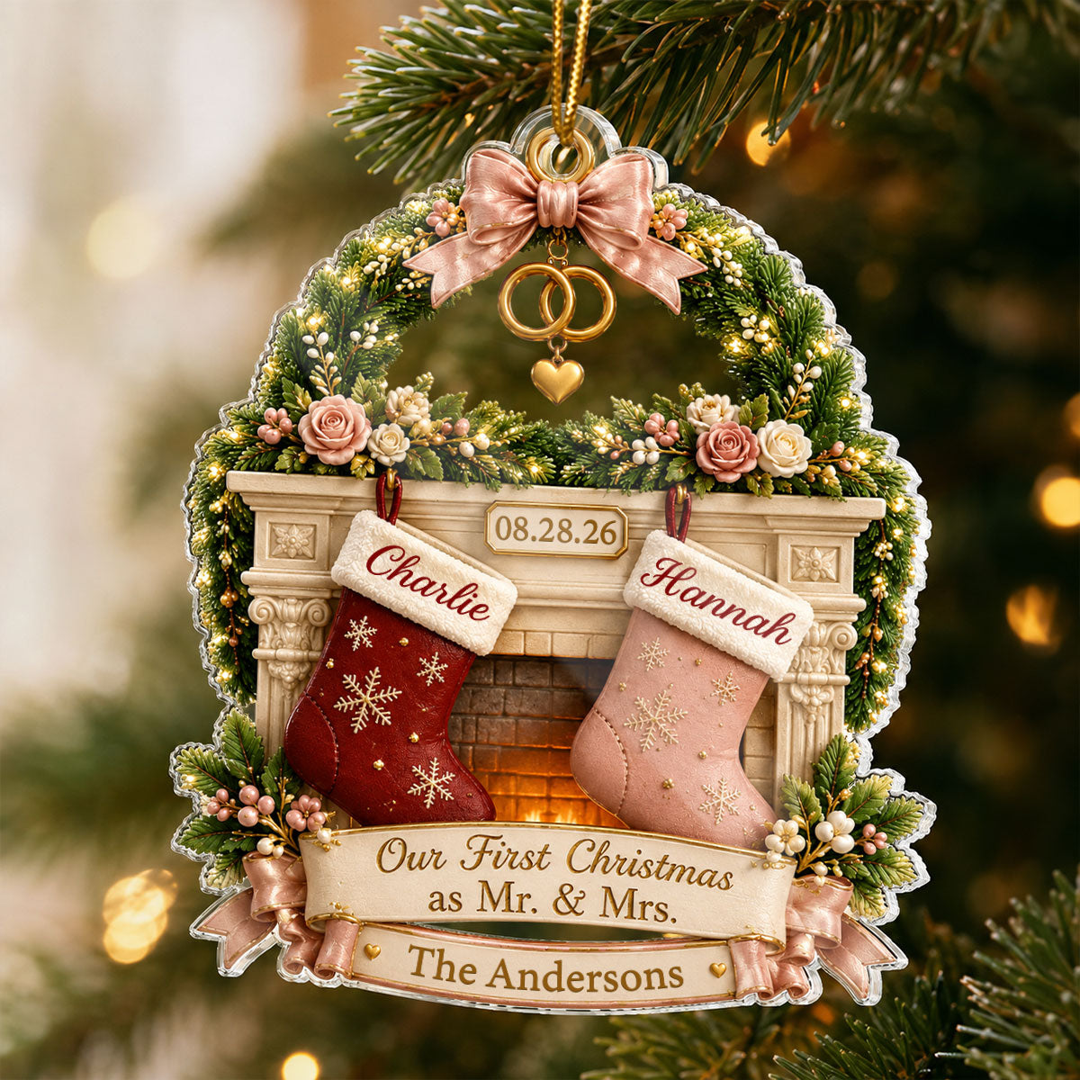 Our First Christmas As Mr And Mrs - Personalized Acrylic Ornament - Christmas Gift For Couple