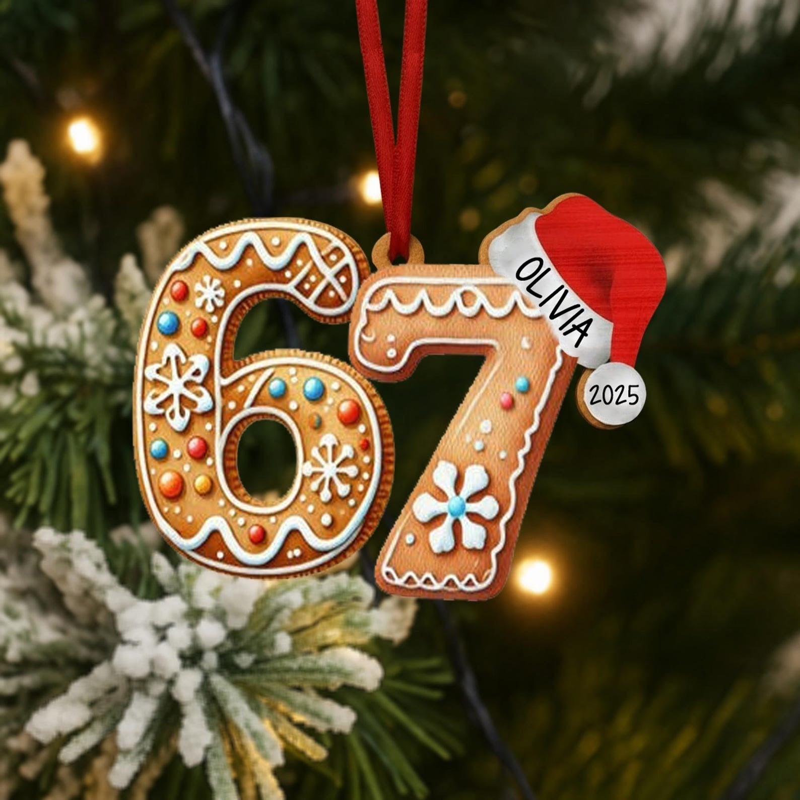 Custom Six Seven - Personalized Acrylic Ornament - Teen Slang Funny Tree Decor, Funny Teen Grandkid Gift