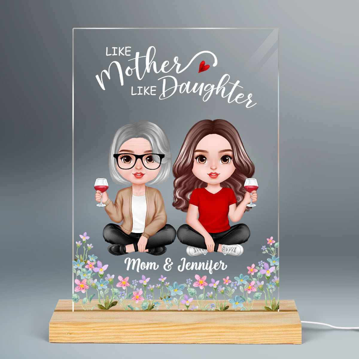 Doll Mother Daughter Realistic Personalized Acrylic LED Night Light