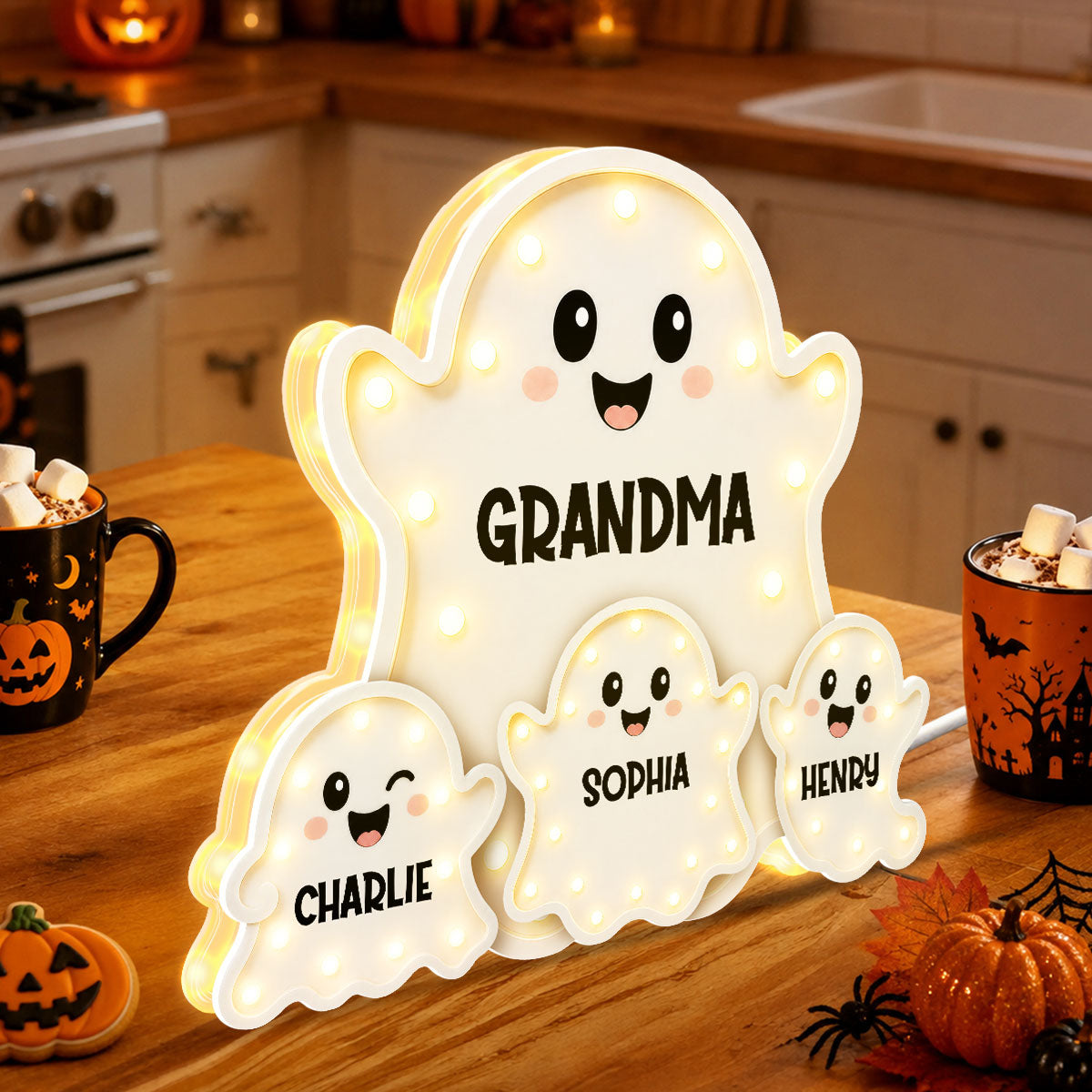 Funny Cute Halloween Grandma's Boo Crew - Personalized Light Box - Halloween Decor For Grandma