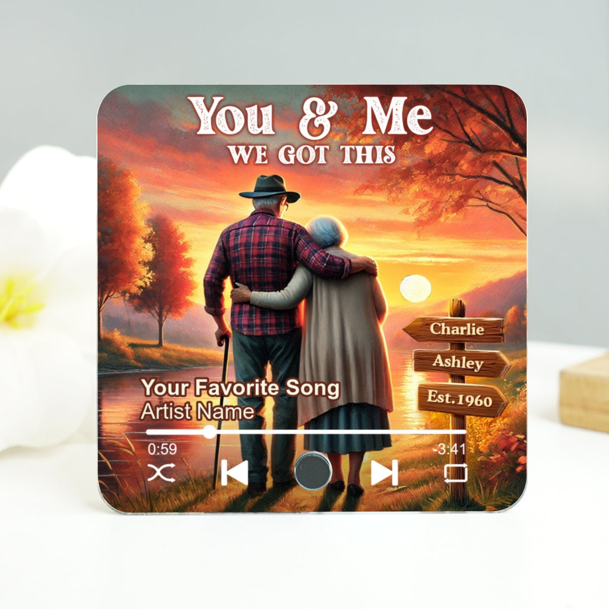 You & Me We Got This Old Couple At Lake Sunset Theme Personalized Music Fridge Magnet, Valentine's Gift For Her, Gift For Him