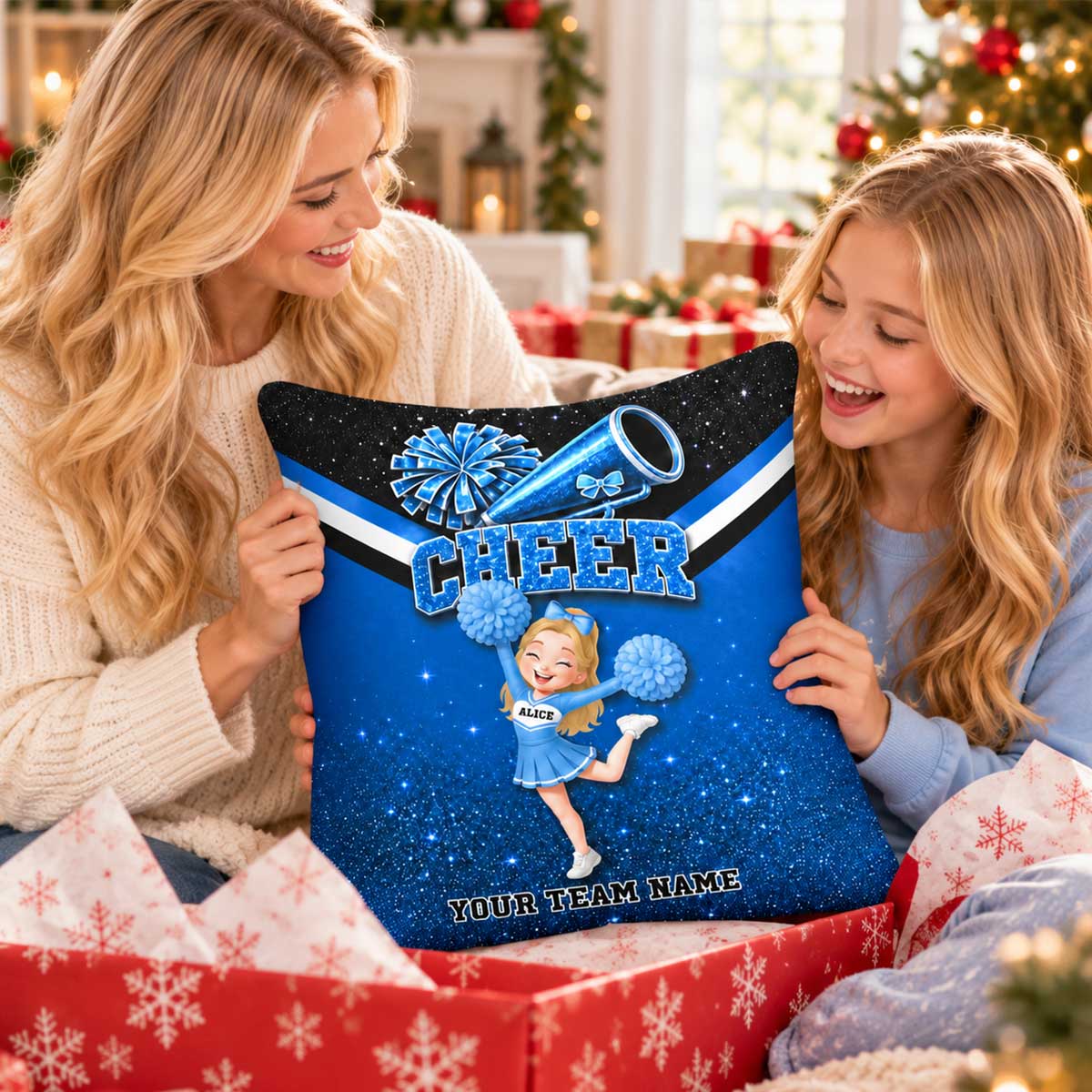 Proud Cheerleader Custom Name And Team Name - Personalized Pillow - Christmas Gift For Cheerleaders, Daughter, Granddaughter