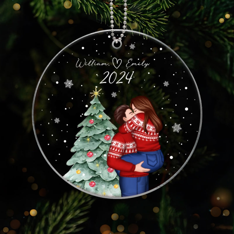Couple Under Christmas Tree Personalized Acrylic Ornament, Christmas Gift For Him, Gift For Her