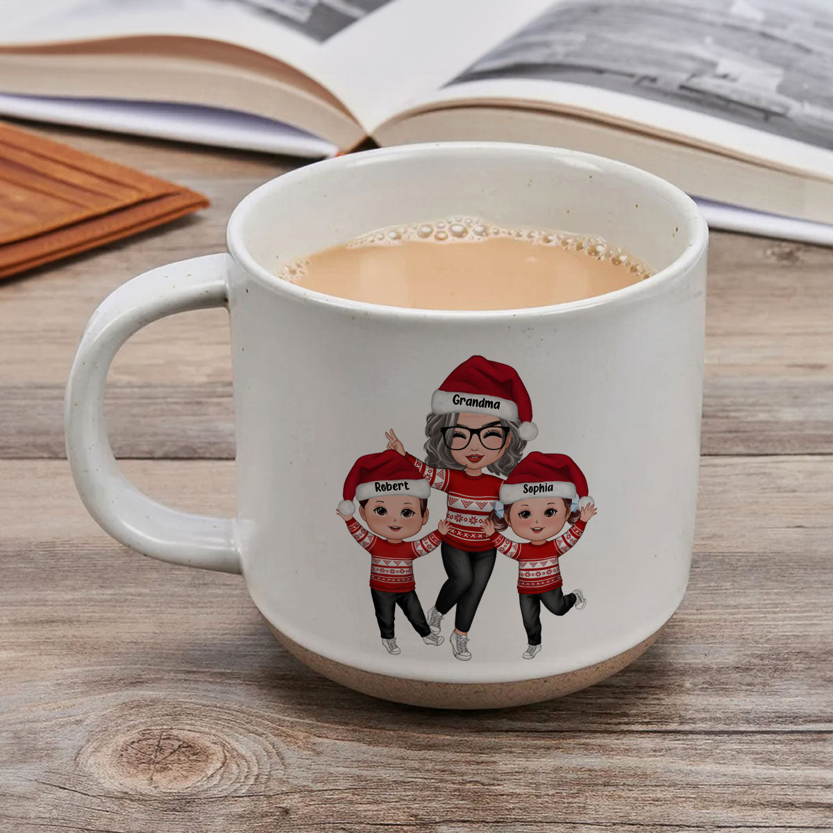 Happy Christmas Grandma Grandkids Personalized Pottery Mug