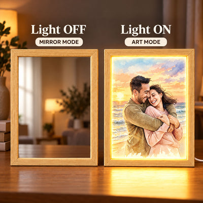 Custom Couple Photo Art - Personalized Mirror Light Box - Heartfelt Christmas Gift for Her, for Him, Anniversary Gift for Couple