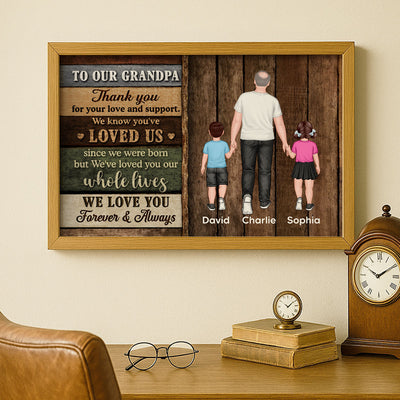Colored Wood Pallets To Grandpa From Grandchildren Happy Father's Day Personalized Poster