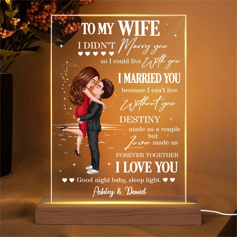 To My Wife Hugging Couple I Met You Personalized LED Night Light, Acrylic LED Lamp