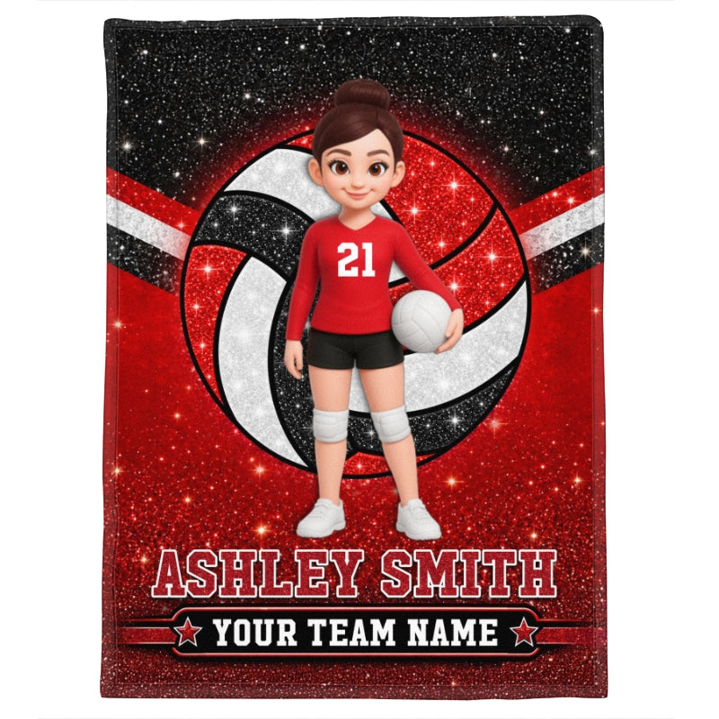 Proud Volleyball Custom Name And Team Name - Personalized Fleece Blanket - Christmas Gift For Volleyball Players, Daughter, Granddaughter, Son, Grandson