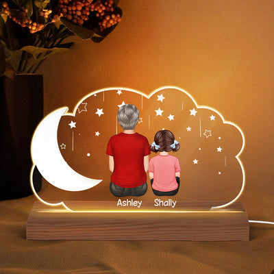 Grandma Grandkids Moon Cloud Personalized Custom Shape LED Night Light