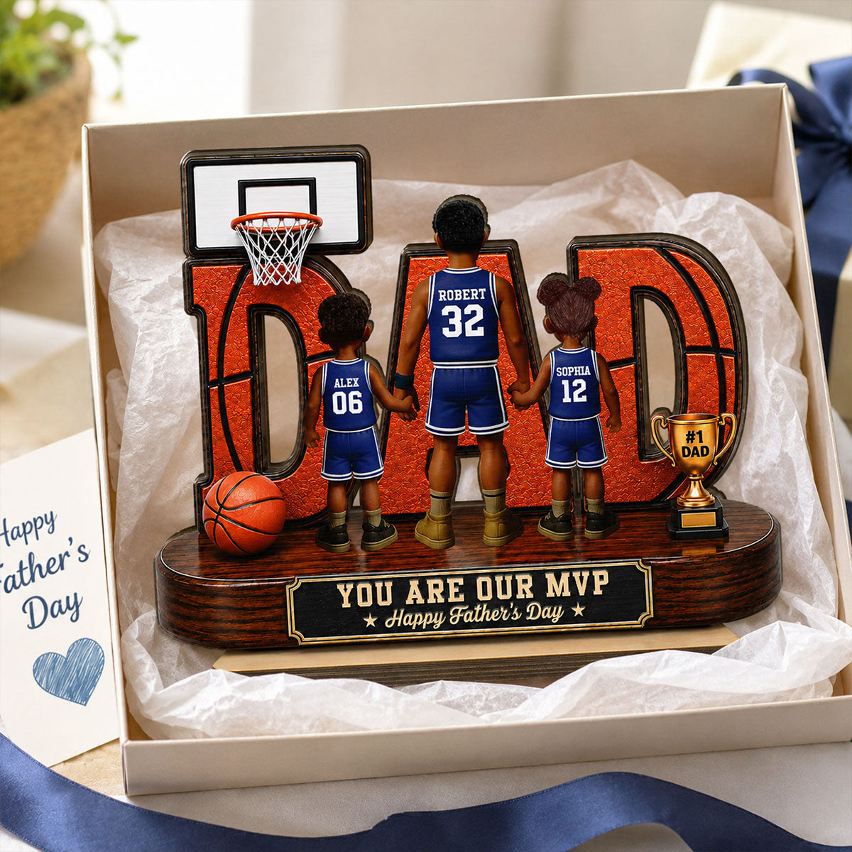 Basketball Dad Legend You Are Our MVP - Personalized 2-Layered Wooden Plaque - Father's Day Gift For Dad